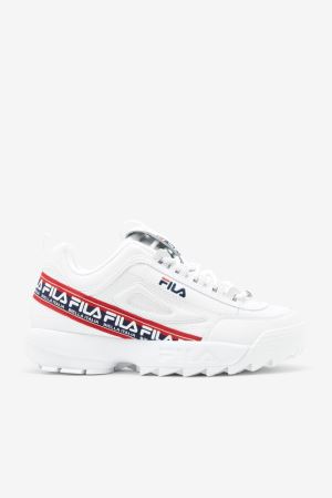 FILA Disruptor 2 Premium Logo Tape Sneakers White / Navy / Red,Mens Shoes | CA.UZLXOC015